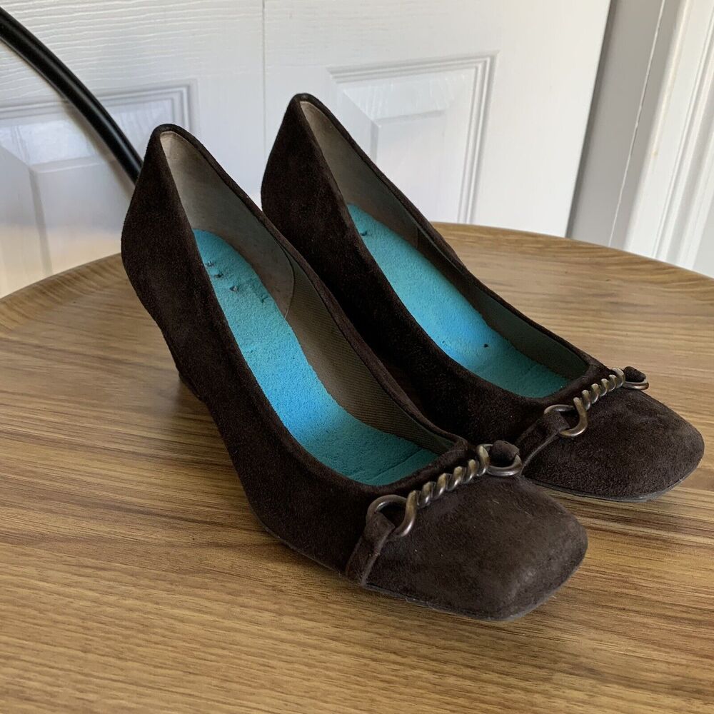 fs/ny French Sole Zeppa Brown Suede Leather Wedges Shoes Size 7
